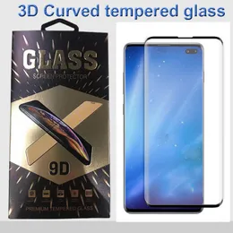 Czarny szkło hartowane 3D Curved Screen Protector do Samsung Galaxy S20 S20Plus Ultra S10 Uwaga 10 z pakietem detalicznym