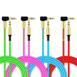 3.5mm Jake Aux Audio Cable 90 Degree gold plated Aux Extension Cables for iphone 5 6 samsung android phone mp3 pc speaker headphone