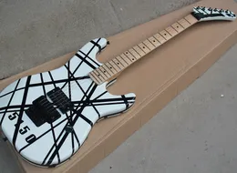 Factory wholesale white 5150 electric guitar with black stripe,Floyd rose,Maple fingerboard,22 frets,Can be customize