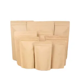 Zipper Brown Kraft aluminizing pouch,Stand up kraft paper aluminium foil bag Resealable Zip Grip seal Food Grade