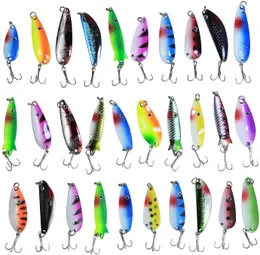 30pcs/box Mixed Fishing Lures Spinners Spoon Trout Bait Set Metal