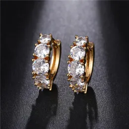 Europe and America Trendy Wholesale Earrings for Men Wmen Yellow Gold Plated Big CZ Earrings Punk Rock Hip Hop Jewelry