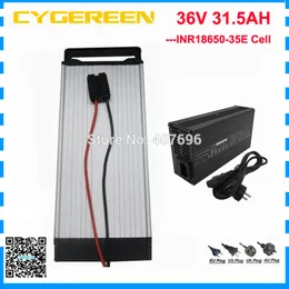 36V 31.5AH Rear rack battery 1000W 36V 31.5AH Lithium ion ebike battery use for samsung 3500mah cell 30A BMS with 5A Charger