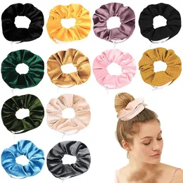 New Zipper Velvet Scrunchie Women Girls Elastic Hair Rubber Bands Accessories Tie Hair Rope Ring Holder Headwear Headdress