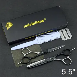 5,5" Barbers Haarschneideschere Japan Professionelle Friseurschere Kit Friseursalon Werkzeuge Haarausdünnungsschere Barbers Hairstylist