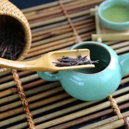 Ny 18 cm bambu tesked anti-hot tea sked kung fu teaware te tillbehör gratis frakt grossist w8494