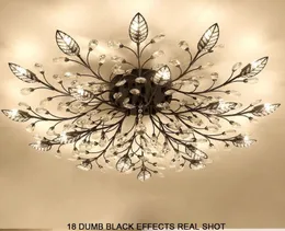 Nowoczesny K9 Kryształ LED Flush Mount Sufit Żyrandol Światła Oprawa Gold Black Home Lampy do sypialni kuchenny salon Myy