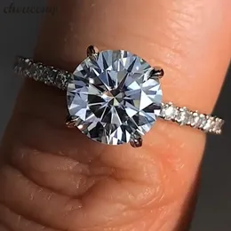 Choucong Solitaire Finger Ring 100% Real 925 Sterling Silver 1ct Sona Diamond Engagement Bröllop Band Ringar för Kvinnor Present