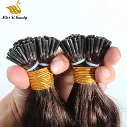 Brown Color Natural Wave Wavy I tip Pre-bonded Hair Extensions High Quality Cuticle Aligned 100g/pack