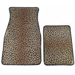 Universal Car Floor Mats Leopard Print Foot Carpets 2pcs Per Suit Anti Skidding Multi Colors 31dy F1