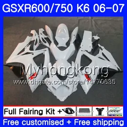 Karosserie für Suzuki GSXR 750 600 GSX R600 R750 GSXR750 06 07 296HM.22 GSX-R600 glänzend weiß alle 06 07 GSXR-750 K6 GSXR600 2006 2007 Verkleidungsset