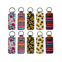 Neopren-Schlüsselanhänger mit neuen Aufdrucken, Chapstick-Halter, Marmor-Leoparden-Lippenstifte, Wickelhülse, Lippenbalsam-Abdeckung für Frauen und Mädchen