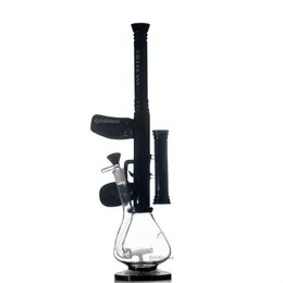 18.5" tall Machine gun bong Big beaker with colored glass heady bongs water pipe dab rig oil rigs bowl pipes smoking colorful bubbler black