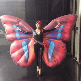 commercio all'ingrosso 2,2 m di larghezza per discoteche di alta qualità Decorazione Gigante può essere personalizzato Ali di farfalla gonfiabili con luce a LED a 7 colori