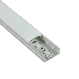 50 X 2 M insiemi / lotto Alloggiamento per canale in alluminio a led piatto in alluminio a profilo U per illuminazione da incasso a parete