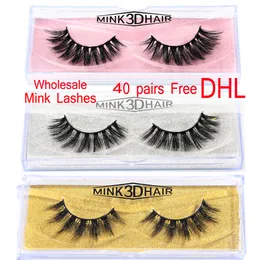 MB Free DHL 40 par 3D Mink rzęsy Hurtownie 100% False Eyelashe Lot Naturalne Grube Długie Fałszywe Rozszerzenie Makeup Cała Sprzedaż A01-15