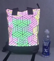 Topp 2019 Män Kvinnor Student 3D Roll Top Ryggsäck i Geometrisk Design BP Roll Top 3D Bag Travel Backpack Bag Shoulder Bags Sports resväska