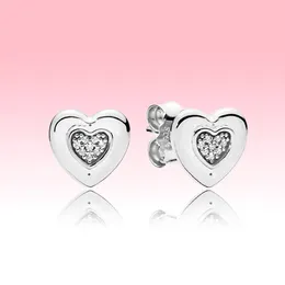 Kärlek Hjärtformad Stud Örhängen Kvinnor Flickor Bröllop Smycken för Pandora 925 Stelring Silver Rose Guldpläterade Örhängen med Original Box