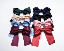 Handmade Streamer Hair Clips Long Ribbon Satin Spring Clip Super Large Bow Girls accessories 8 Colors