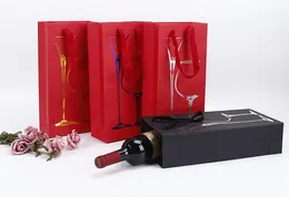 Nowy czerwony worek papieru wina worek do pakowania wina prezent torebka