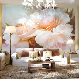 3D Wall Mural Classical Pink Rose Large Mural Custom 3D Room Landscape Wallpaper Living Room Sofa Backdrop Painting Wall Papers