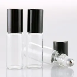 Hurtownie 5ml Clear Glass Essential Oil Butelka Rolkowa rolka na fiolkach z metalową kulą ze stali nierdzewnej