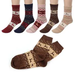 NEWChristmas Deer Moose Design Casual Warm Winter Knit Wool Female Socks Christmas Decoration