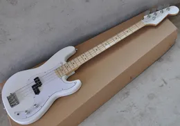Factory Special Sale4 Strings White Electric Bass Gitara z białym PickleGuard, Maple Fingerboard, Chrome Hardware