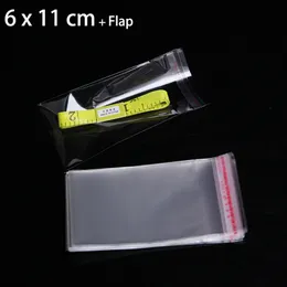 2000pcs 6 x 11cm SELF SEALING POLY PLASTIC PACKAGING SMALL GIFT BAGS 2.36" x 4.33" CLEAR RESEALABLE CELLO CELLOPHANE BAG