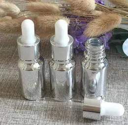 Hot sale high-grade 100pcs empty 10ml glass dropper bottles ,10ml silver colored glass dropper bottles wholesale