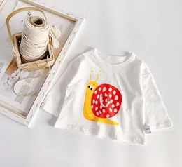 2019 Jesień Zima Nowy Styl Dzieci Moda Z Długim Rękawem The Girl The Snail Animal Motifs Style T-shirt