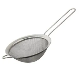 frete grátis Aço Inoxidável malha fina peneira Colander farinha peneira com suco Handle e Ferramentas coador de chá de cozinha