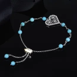 Wholesale- Silver Endless Love Bracelet With Turquoise