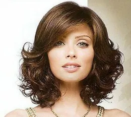 Gratis frakt Vacker Ny Hot Sälj Syntetisk I år Ny Style Short Brown Lady's Hair Wig Paryk för kvinnor