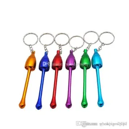 colorido barato protable Mini alumínio Smoking Pipes Keychain Cogumelo metal mão Tabaco de tubulação