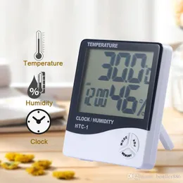 Temperatura LCD Digital medidor de umidade Interiores higrômetro Termômetro ao ar livre Estação meteorológica com relógio