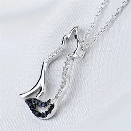 Fashion- Silver Necklace Black White Cubic Zirconia Wolf Necklaces &Pendants Men And Women Jewelry Gnx0004 Christmas Gift