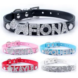 5 Colors 4 Sizes Choice Customized Leather Dog Collars Cheap Personalized DIY Name Dog Collar for 10mm Letters and Charm
