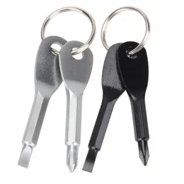 Screwdrivers Keychain Outdoor Pocket Mini Screwdriver Tool Set Key Ring With Slotted Phillips Hand Key Pendants Chain Jewelry Keyring Holder