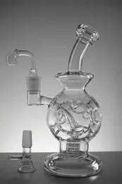 Hookahs 8.4Inches Double-deck Wormhole Glass Bong with 14mm Frosted bowl & Quartz banger Transparent Glass Smoking Pipes Global delivery