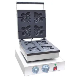 Gratis frakt Commercial Butterfly Form Lolly Waffle Maker 110V 220V Electric Butterfly Waffle Machine med 4st