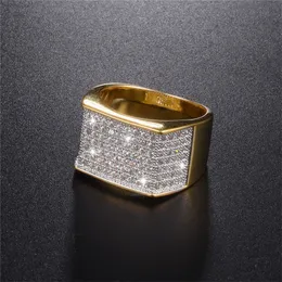 Men's Luxury Hip Hop Ring jewelry 925 Sterling Silver bling Diamond painting full 18K gold rings for boys Party gift