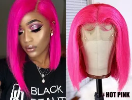 Ishow Straight Short Bob Wigs Colored 99j Blue 613 Blonde 13x4 Lace Front Human Hair Wig Pink Green Straight Ombre CWigs