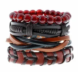 Retro kostym armband DIY flätat cowhide armband, herrar hamp läder armband som säljer 12pcs / parti
