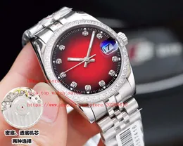 Süper Fabrika Su Geçirmez İzle Yeni 4 Stil 178384 Sapphire 36 MM Elmas Çerçeve Üst ETA 8215 Mekanik Otomatik Paslanmaz Çelik Erkek İzle