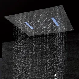 LED-Deckenduschkopf aus SUS304, große Größe 800 x 800 mm, vier Funktionen, Regenfall-Wasserfall-Wirbelvorhang DF5424