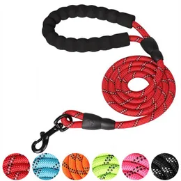 Reflective Dog Leash Nylon Rope Pet Running Tracking Leashes 1.5M Long Handle Durable Lead Dogs Mountain Climbing Ropes
