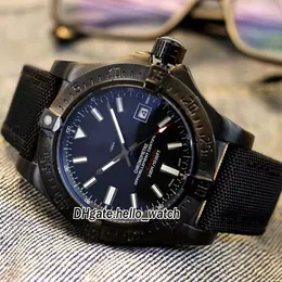 New Date II Seawolf quadrante nero automatico V1731110 | BD74 Orologio da uomo PVD cassa nera cinturino in pelle di nylon Orologi sportivi hello_watch