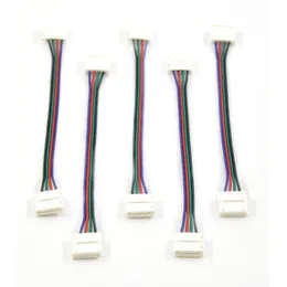 10pcs 4pin 10mm 12mm 단일 끝 더블 엔드 RGBW LED 스트립 솔더리스 커넥터 어댑터 도체