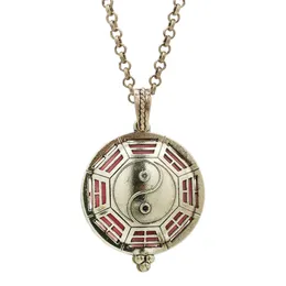 Antik Bronze Tai Ji Magnetisches zu öffnendes Medaillon Ätherisches Öl Diffusor Anhänger Aromatherapie Parfüm Charms mit Kette als Geschenk